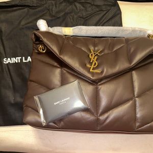 Saint Laurent Medium Loulou Puffer Quilted Leather Crossbody Bag (DARK GANACHE)